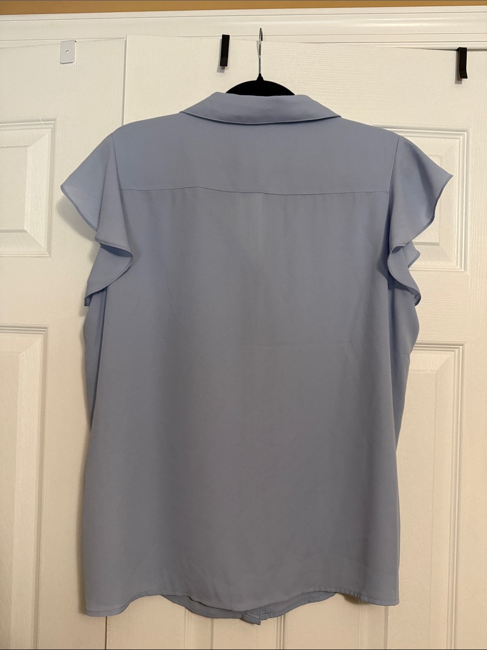 Calvin Klein Soft Blue Ruffle Button-Front Blouse - Picture 3 of 5